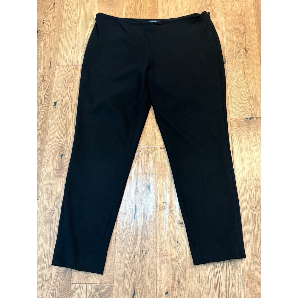 Lafayette 148 New York Black Ponte Knit Straight Leg Side Zip Pants Size L